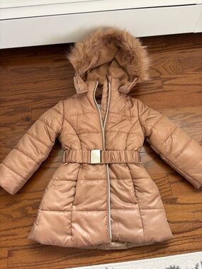 Calvin Klein Quilted Puffer Jacket in Warm Camel